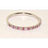 Pink Sapphire and Diamond unworn 9ct white gold ring size T