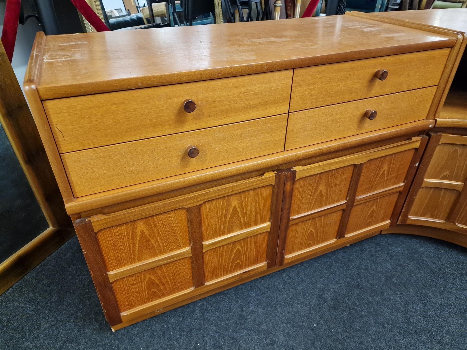 Contemporary Nathan mid century design 4 draw, over 2 door cupboard together a matching corner Tv - Image 2 of 3