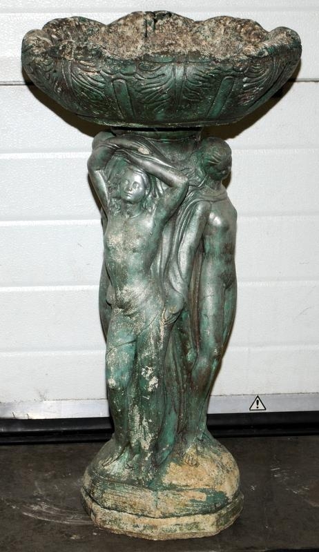 Garden statue bird bath Depicting 4 maidens 85cm tall