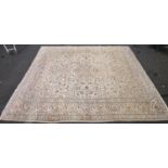 Very large room size beige patterned carpet 430x292cm.