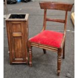 Victorian mahogany bar back chair with drop in seat together a stained mahogany pot stand