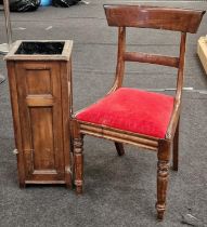 Victorian mahogany bar back chair with drop in seat together a stained mahogany pot stand