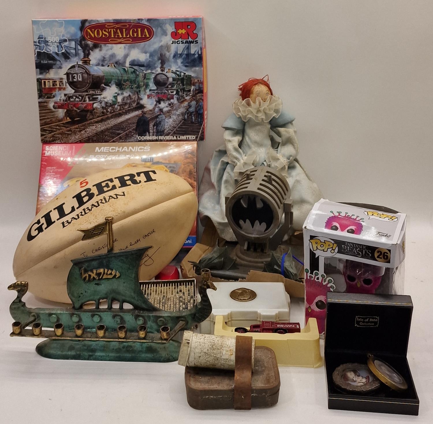 Collection of miscellaneous items to include toys, signed rugby ball etc.