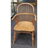 Elm stick back Windsor country chair with rounded cross stretcher inspect 90x60x50cm