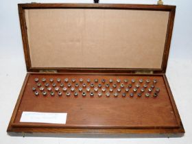 Vintage watchmakers lathe 6mm collet 66 piece set in original hinged wooden box