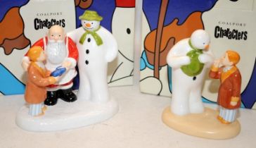 2 x Coalport The Snowman figurines: Hush! Don't Wake Them figure c/w Collectors Society exclusive
