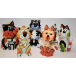 5 x Lorna Bailey cat figures including Jack in the Box, Corky, Scruffy, Mothers Surprise and Buster.