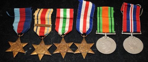 WWII Medal Group: 6 original WWII medals including Africa Star with 8th Army bar