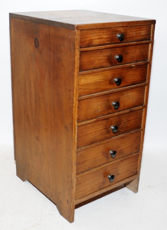 Vintage watchmakers worktop cabinet of 7 graduated drawers. From a working environment, includes - Image 2 of 7