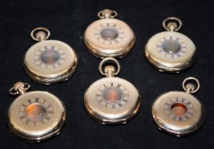 A collection of NOS gold plated full hunter pocket watch cases. External size 50mm (1 at 45mm) not