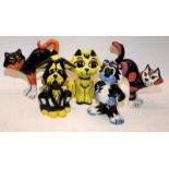 5 x Lorna Bailey cat figures including Chelsea, Rufus and Corkie. All signed
