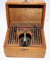 Vintage Swiss Watchmakers Staking Tool Set by Star. Complete and in original hinged wooden case