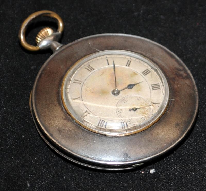 Antique sterling silver pocket watch easel backed stand c/w pocket watch with seconds sub dial, - Image 4 of 5