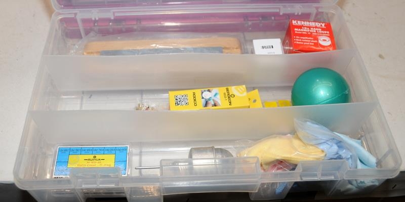 Plastic storage box with drawers containing a useful quantity of watch makers tools. Removed from - Image 4 of 6