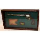 Replica Colt Buntline Revolver in glazed display case