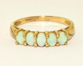 Opal five stone 9ct gold ring Size Q