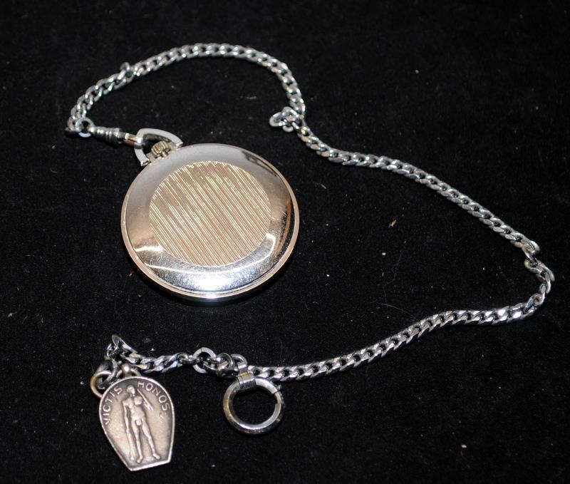 Swiss Bucherer open face pocket watch c/w watch chain and fob. Working at time of listing - Image 3 of 3