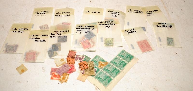 Quantity of Indian States Postage Stamps, Pre-War George V, George VI, some mounted onto sheets - Image 2 of 2