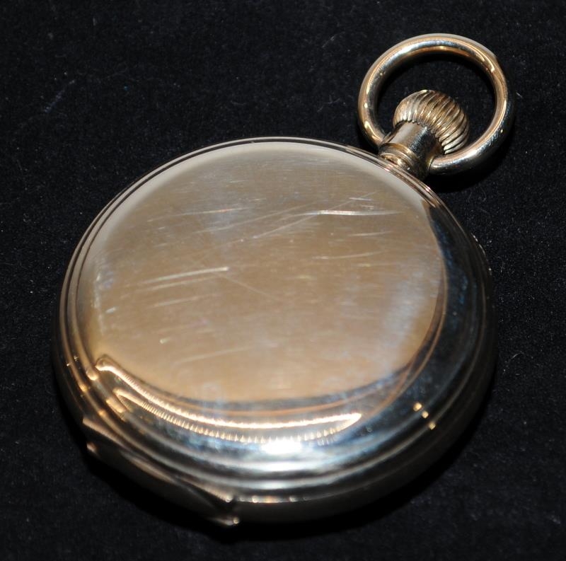 Thomas Russell Liverpool 15 jewels gold plated half hunter pocket watch in good working order at - Image 2 of 4