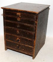 Antique wooden engineers chest of 6 graduated drawers containing a very large quantity of sorted