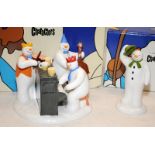 2 x Coalport The Snowman Figurines: The Band Plays On c/w The Greeting. Both boxed