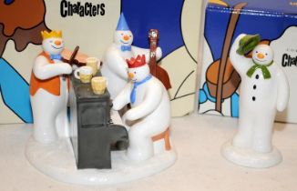2 x Coalport The Snowman Figurines: The Band Plays On c/w The Greeting. Both boxed
