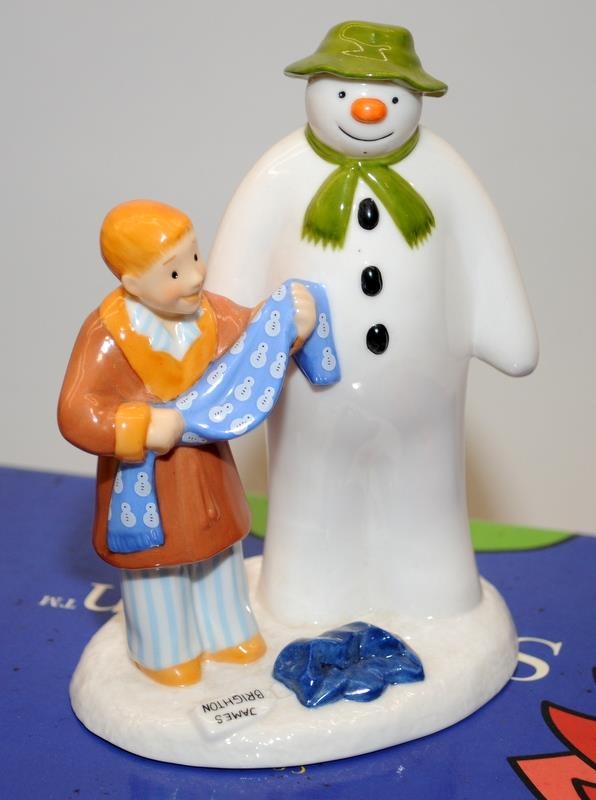 2 Coalport The Snowman Figurines: The Gift (Guild exclusive with certificate) c/w By The Fireside ( - Image 4 of 6