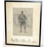 Framed WWI Snaffles (Charles Johnson Payne 1884-1967) print: 'Bon Voyage'. O/all frame size 37 x 46