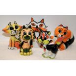 5 x Lorna Bailey cat figures including Lady, Sonic and CC. All signed
