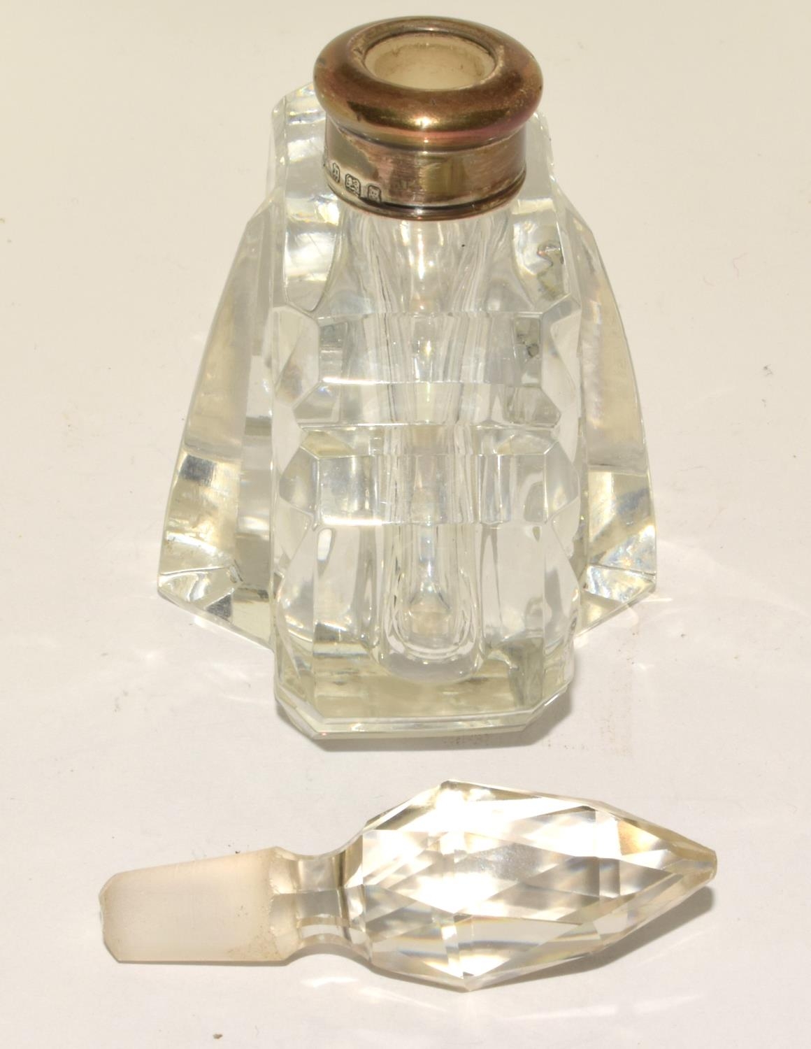 3 x Chrystal glass silver collard perfume bottles and stoppers - Image 7 of 7