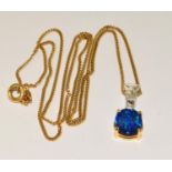 Opal/Diamond 18ct gold pendant on 18ct gold chain, 4.8g total and boxed.