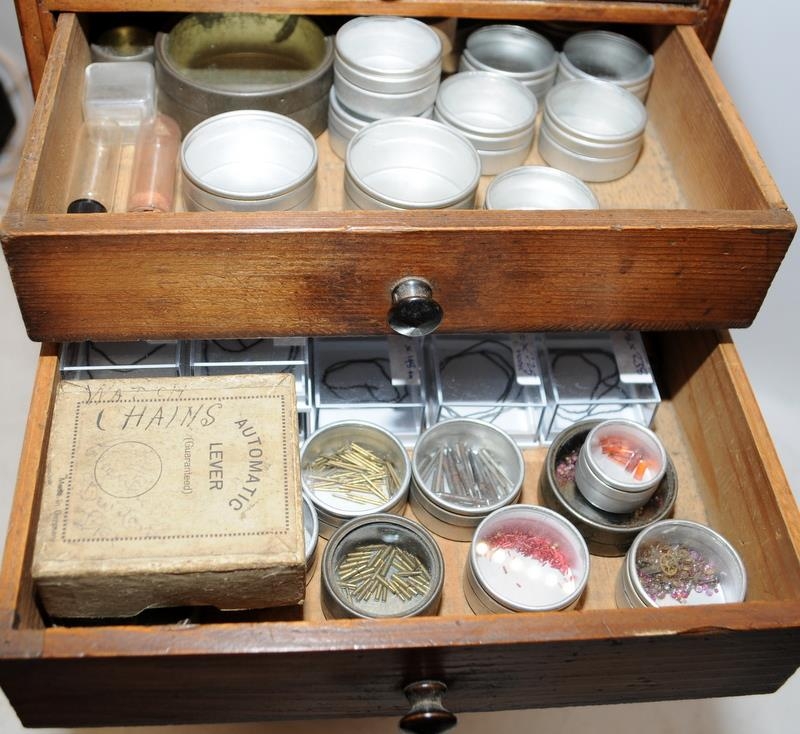 Vintage watchmakers worktop cabinet of 7 graduated drawers. From a working environment, includes - Image 6 of 7