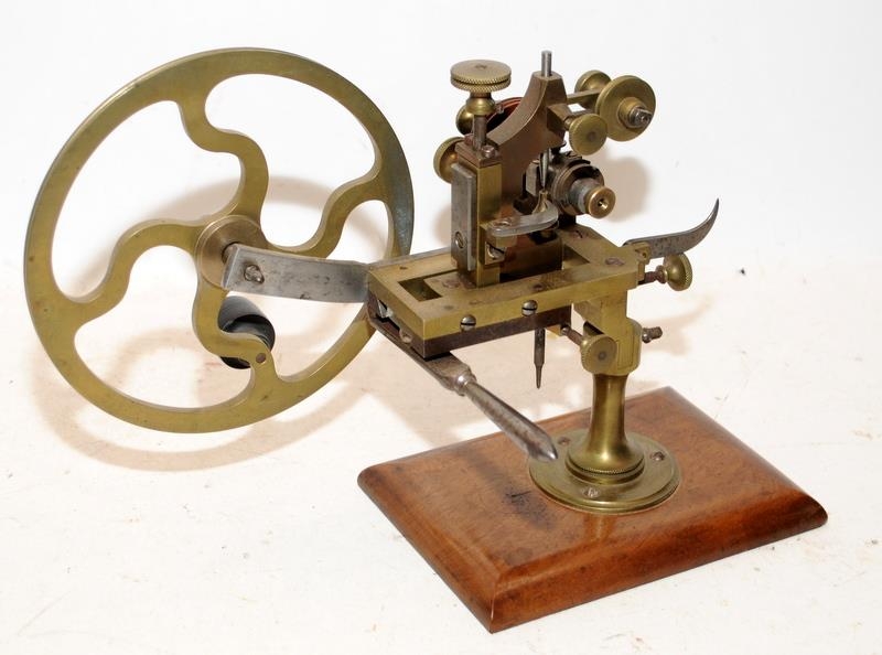 Quality Antique Hand Cranked Watchmakers Lathe of brass and steel construction - Image 3 of 4