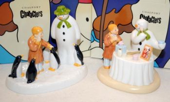 2 x Coalport The Snowman Figurines: Sitting Pretty (H Samuels Exclusive) c/w Penguin Pals (Snowman