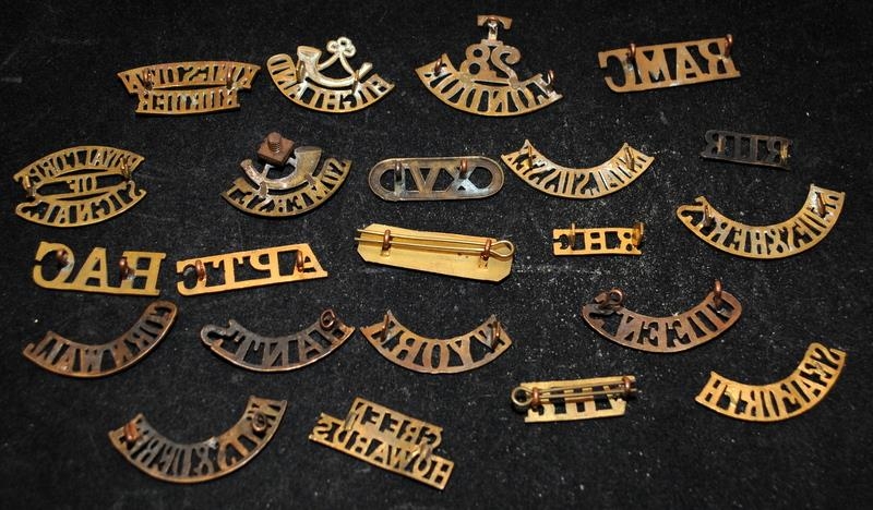 A good collection of Mostly WWI Brass Military Shoulder Title badges including scarce examples, some - Image 2 of 6