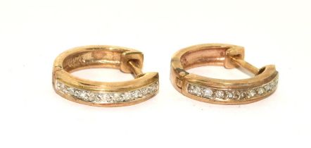 9ct gold Diamond small hoop earrings