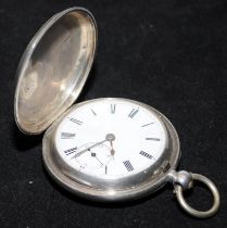Antique sterling silver full hunter pocket watch. Seen running at time of listing. Hallmarked for