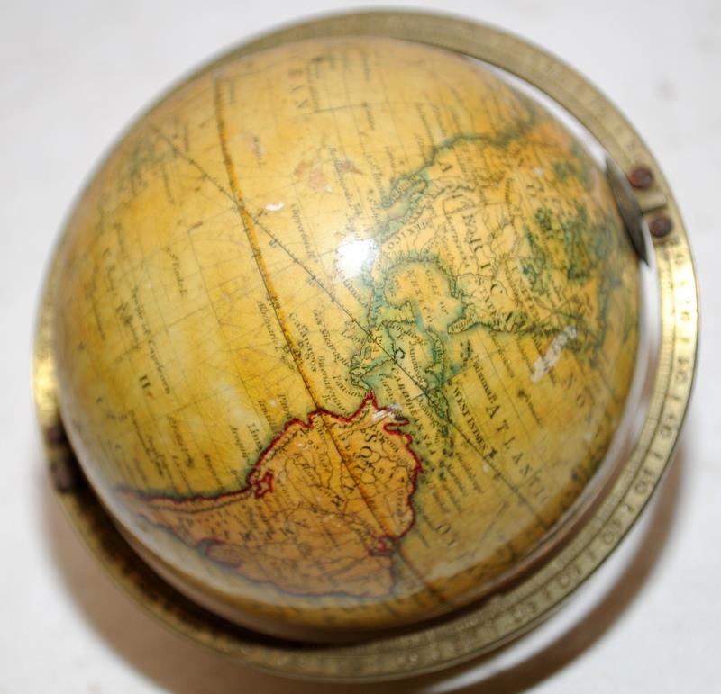 Stunning antique Georgian Newtons New and Improved Pocket Terrestrial globe. Circa 1820's. Globe - Image 3 of 6