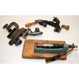 Vintage Gunsmiths Shotgun Cartridge Roll Turnover tools x 2 c/w one other