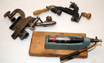 Vintage Gunsmiths Shotgun Cartridge Roll Turnover tools x 2 c/w one other