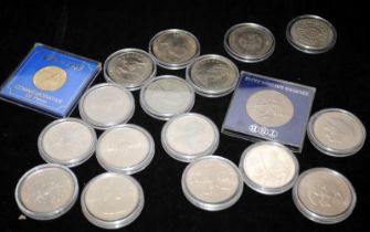 Collection of modern GB Crowns c/w other coins