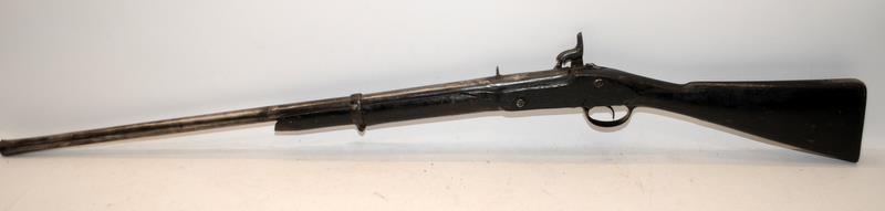 Antique muzzle loading percussion rifle. 118cms long. Wall hanger for decorative purposes only - Image 4 of 6
