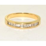 Baguette and Princess cut Diamond 18ct yellow gold half eternity ring size L
