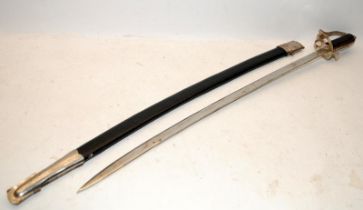Vintage Indian Military Curved Blade Cavalry Dress Sword with Scabbard. O/all length 84cms