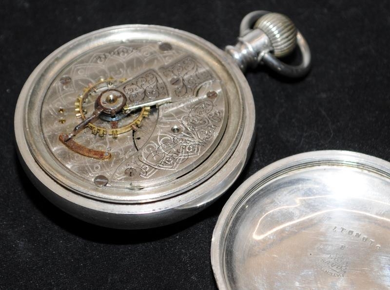 Quality antique Fahy's Coin no.1 pocket watch case featuring inlaid stag to case back with - Image 7 of 7