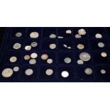 Part tray of vintage and antique coins, includes detector finds. Good lot to sort through
