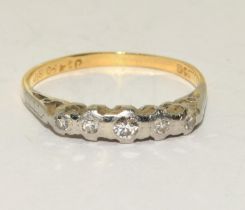 Art Deco 18ct gold five stone Diamond ring size O