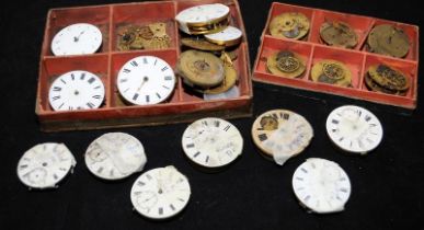 A collection of fusee and verge pocket watch movements, several of the fusee movements in working