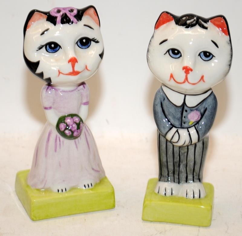 Lorna Bailey Cat Set: Wedding/Bridal Party, 5 figures including wedding cake - Image 2 of 3