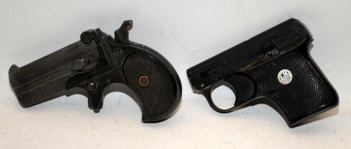 Antique 2 Shot Derringer Pistol a/f requiring attention c/w German EM-GE starter pistol. Both